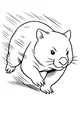 Free Wombat Coloring Page - Cute Running Wombat in Motion (Printable PDF)