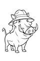 Free Warthog Coloring Page - Smiling Safari Hat Warthog (Printable PDF)
