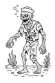 Free Zombie Sailor Coloring Page - Silly Undead Boy Under the Sea (Printable PDF)
