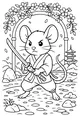 Free Mouse Coloring Page - Samurai in Cherry Blossom Garden (Printable PDF)
