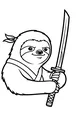 Free Sloth Coloring Page - Ninja Sloth With Sword (Printable PDF)