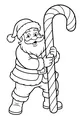 Free Santa Claus Coloring Page - Holding a Giant Candy Cane (Printable PDF)