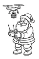 Free Santa Claus Coloring Page - Flying a High-Tech Gift Drone (Printable PDF)