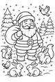 Free Santa Claus Coloring Page - Snowy Forest Friends Scene (Printable PDF)