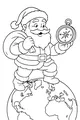Free Santa Claus Coloring Page - Santa With Compass on Globe (Printable PDF)