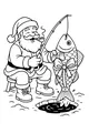 Free Santa Claus Coloring Page - Ice Fishing Christmas Surprise (Printable PDF)