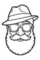 Free Santa Coloring Page - Undercover Santa With Fedora And Sunglasses (Printable PDF)