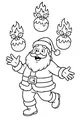 Free Santa Coloring Page - Juggling Flaming Christmas Puddings (Printable PDF)