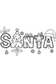 Free Santa Word Art Coloring Page - Festive Holiday Letters (Printable PDF)