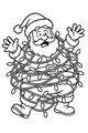 Free Santa Claus Coloring Page - Tangled In Christmas Lights (Printable PDF)