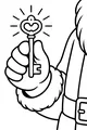 Free Santa Claus Coloring Page - Magic Heart Key with Sparkles (Printable PDF)