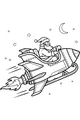Free Santa Claus Coloring Page - Rocket Sleigh in Space (Printable PDF)