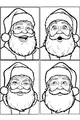 Free Santa Coloring Page - Four Silly Christmas Faces (Printable PDF)