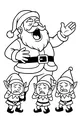 Free Santa Claus Coloring Page - Silly Loud Carol Rehearsal With Elves (Printable PDF)