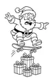 Free Santa Claus Coloring Page - Skateboarding Over Christmas Gifts (Printable PDF)