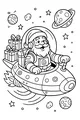 Free Santa Claus Coloring Page - Space Rocket Sleigh Adventure (Printable PDF)