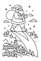 Free Santa Claus Coloring Page - Starry Walk Above Winter Village (Printable PDF)