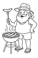 Free Santa Claus Coloring Page - Summer Backyard Barbecue (Printable PDF)