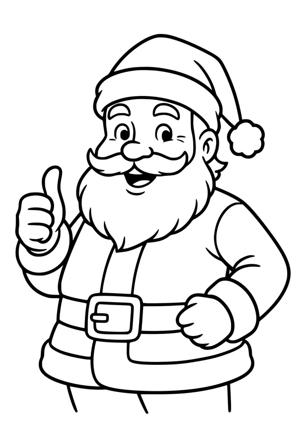 Free Santa Claus Coloring Page - Merry Thumbs Up Pose (Printable PDF)