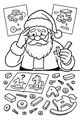 Free Santa Claus Coloring Page - Tricky Toy Workshop Scene (Printable PDF)