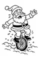 Free Santa Claus Coloring Page - Wobbly Unicycle Ride in the Snow (Printable PDF)