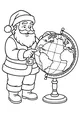 Free Santa Coloring Page - Santa Pointing at a World Globe (Printable PDF)