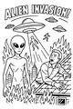 Free Alien UFO Coloring Page - City Skyline Abduction Scene (Printable PDF)