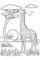 Free Giraffe Coloring Page - Sunset Savanna Snack Time (Printable PDF)