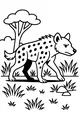Free Hyena Coloring Page - Spotted Hyena in Grassy Savanna (Printable PDF)