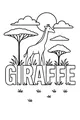 Free Giraffe Coloring Page - Sunny Savanna Walk with Big Letters (Printable PDF)