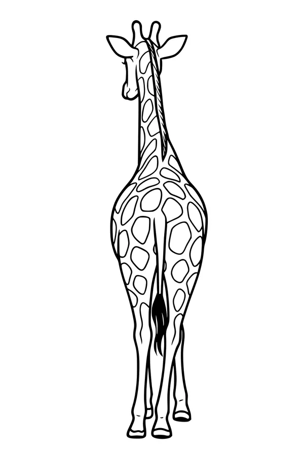 Free Giraffe Coloring Page - Tall Giraffe Walking Away (Printable PDF)