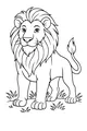 Free Lion Coloring Page - Cartoon King Standing in Grass (Printable PDF)