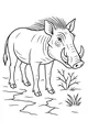Free Warthog Coloring Page - Spiky-Mane Warthog on Dry Savannah (Printable PDF)