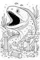 Free Kraken Sea Serpent Coloring Page - Rising in Underwater Ruins (Printable PDF)