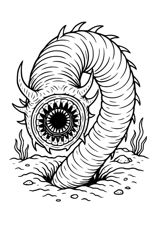 Free Kraken Sea Monster Coloring Page - Burrowed Seafloor Beast (Printable PDF)