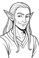 Free Elf Coloring Page - Sly Long-Haired Elf Portrait (Printable PDF)