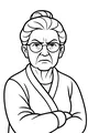 Free Grandma Coloring Page - Stern Elderly Portrait With Glasses (Printable PDF)