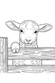 Free Lamb Coloring Page - Cute Young Sheep at Wooden Fence (Printable PDF)