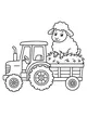 Free Sheep Coloring Page - Happy Sheep Riding a Farm Tractor (Printable PDF)