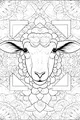 Free Sheep Coloring Page - Swirly Wool Mandala Portrait (Printable PDF)