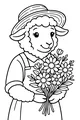 Free Sheep Coloring Page - Woolly Friend With Daisy Bouquet (Printable PDF)