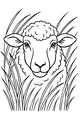 Free Sheep Coloring Page - Fluffy Face in Tall Meadow Grass (Printable PDF)