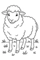 Free Sheep Coloring Page - Fluffy Sheep in Grassy Field (Printable PDF)