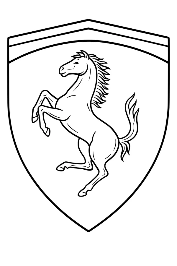 Free Horse Coloring Page - Rearing Crest Emblem Design (Printable PDF)