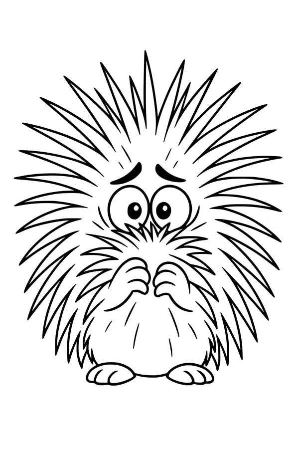 Free Porcupine Coloring Page - Cute Spiky Forest Cartoon (Printable PDF)
