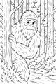 Free Yeti Coloring Page - Shy Bigfoot in Pine Forest (Printable PDF)