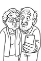 Free Grandparents Coloring Page - Grandma and Grandpa Silly Selfie (Printable PDF)