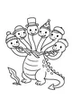Free Hydra Chimera Coloring Page - Friendly Six-Headed Dragon in Silly Hats (Printable PDF)