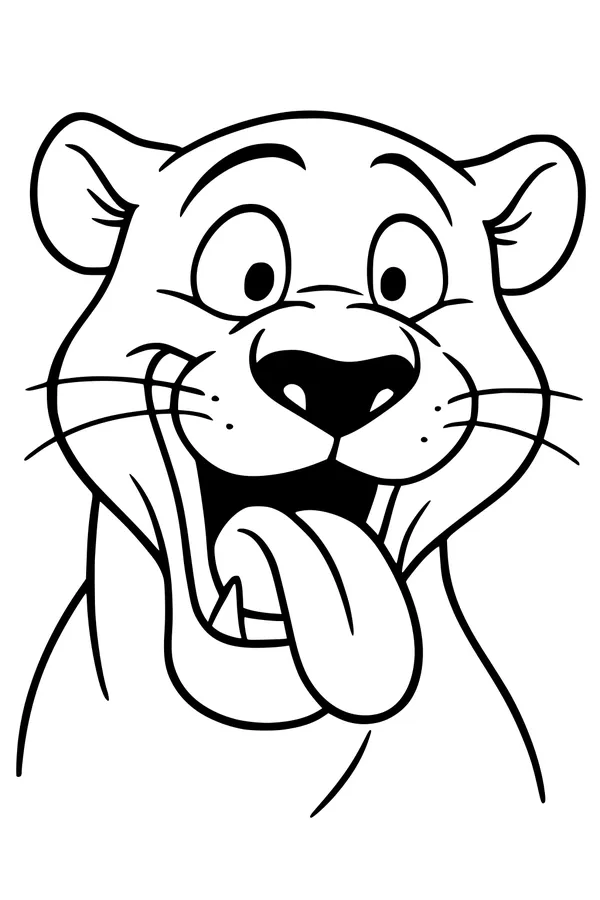 Free Panther Coloring Page - Funny Cartoon Face Close-Up (Printable PDF)