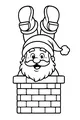 Free Santa Claus Coloring Page - Winking Upside Down in Chimney (Printable PDF)